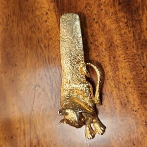 Vintage goldtone leopard belt buckle